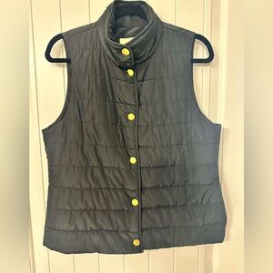 Michael Kors Black Puffer Vest with gold buttons